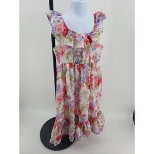 Pippa & Julie Girls Floral Chiffon Ruffle Tiered‎ Party Dress Pink Purple Size 8